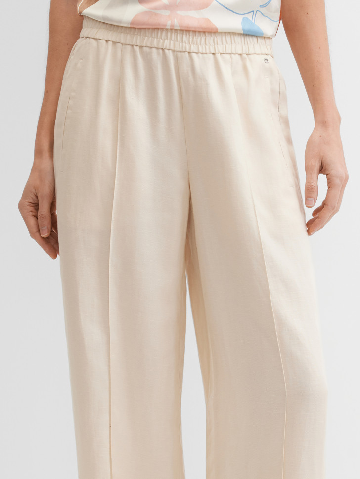 Брюки широкие со льном на резинке