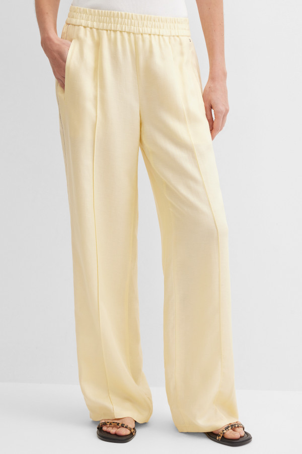 Брюки широкие со льном на резинке