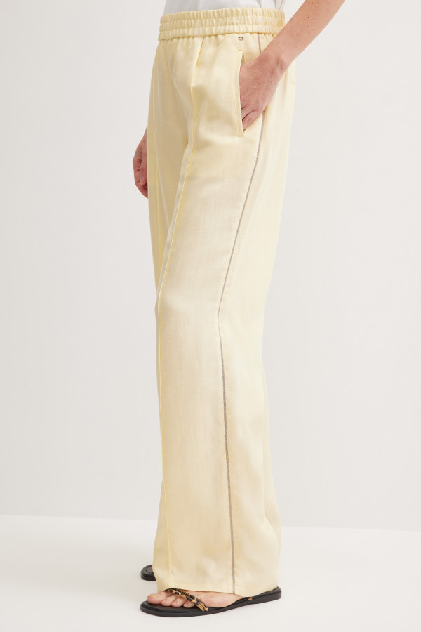Брюки широкие со льном на резинке