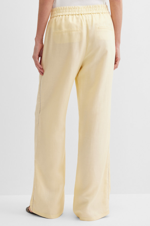 Брюки широкие со льном на резинке