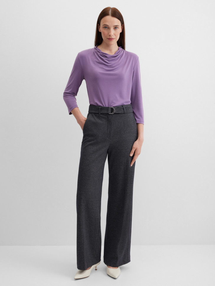 Лонгслив прямого кроя с воротником-хомут