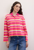 Лонгслив-поло в полоску