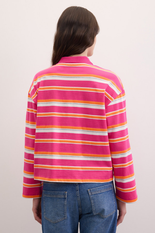 Лонгслив-поло в полоску