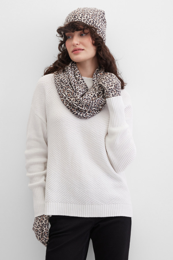 Перчатки трикотажные с леопардовым принтом