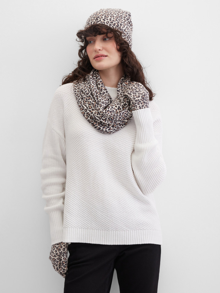 Перчатки трикотажные с леопардовым принтом