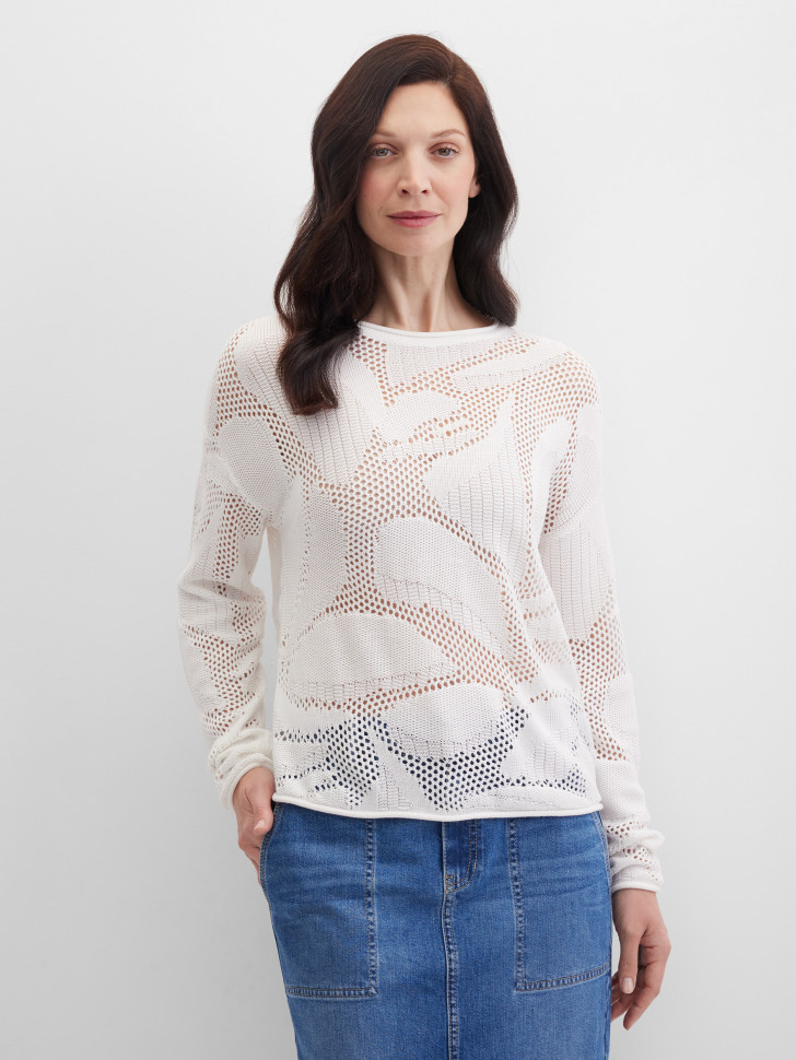 Джемпер с длинным рукавом ажурной вязки