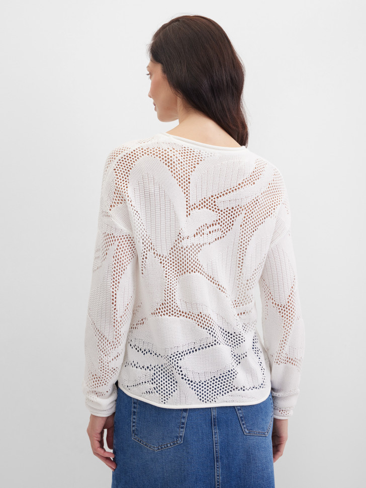 Джемпер с длинным рукавом ажурной вязки