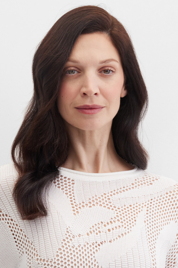 Джемпер с длинным рукавом ажурной вязки