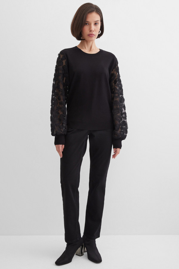 Джемпер с прозрачными рукавами