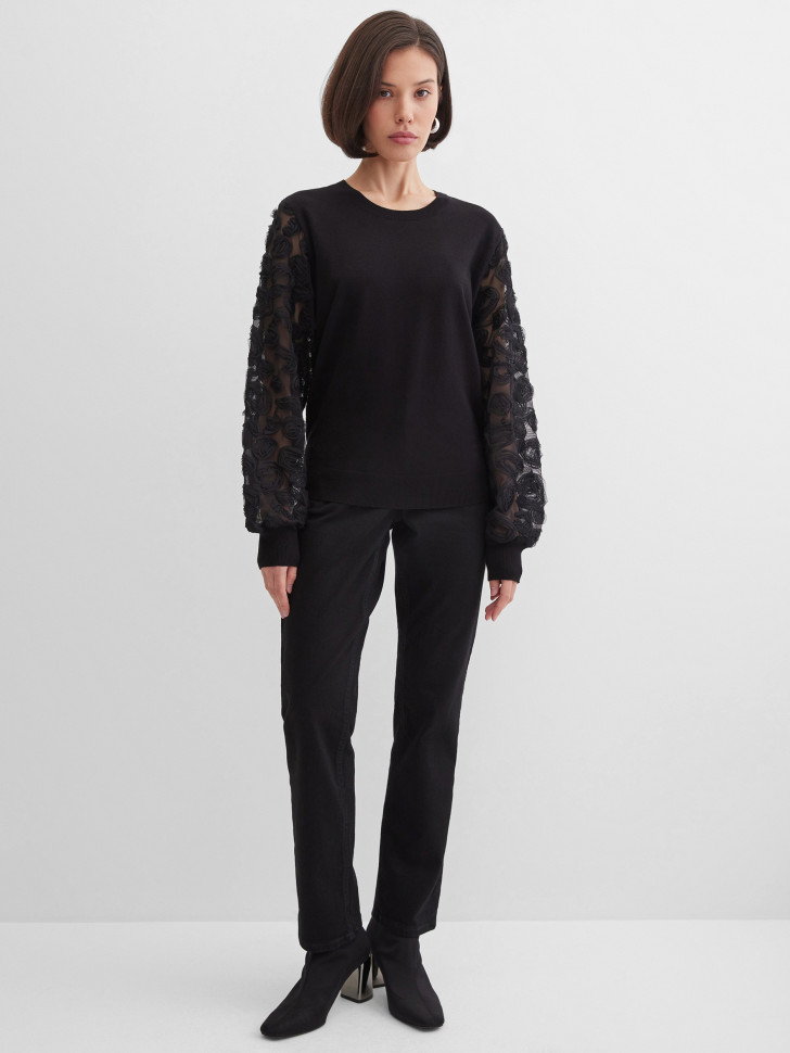 Джемпер с прозрачными рукавами