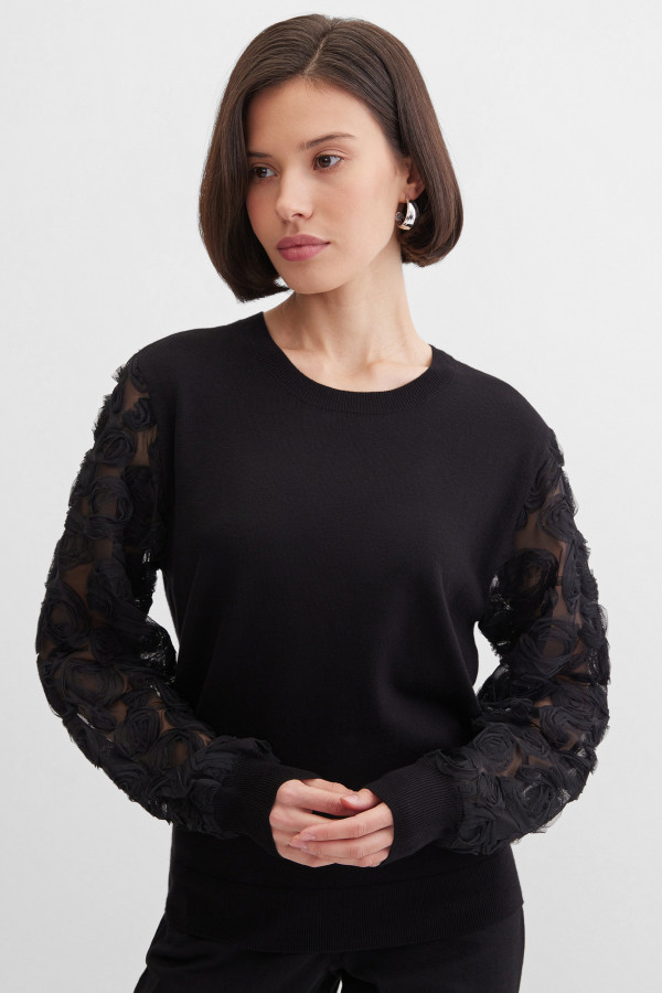 Джемпер с прозрачными рукавами