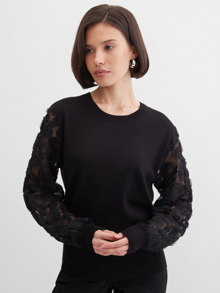 Джемпер с прозрачными рукавами