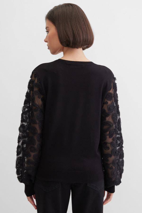 Джемпер с прозрачными рукавами