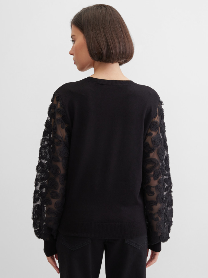 Джемпер с прозрачными рукавами