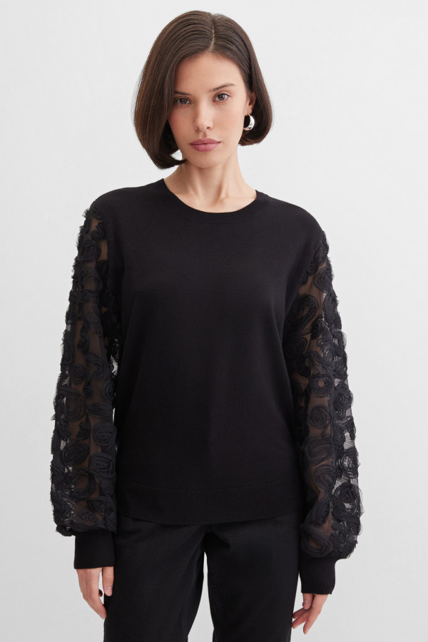 Джемпер с прозрачными рукавами