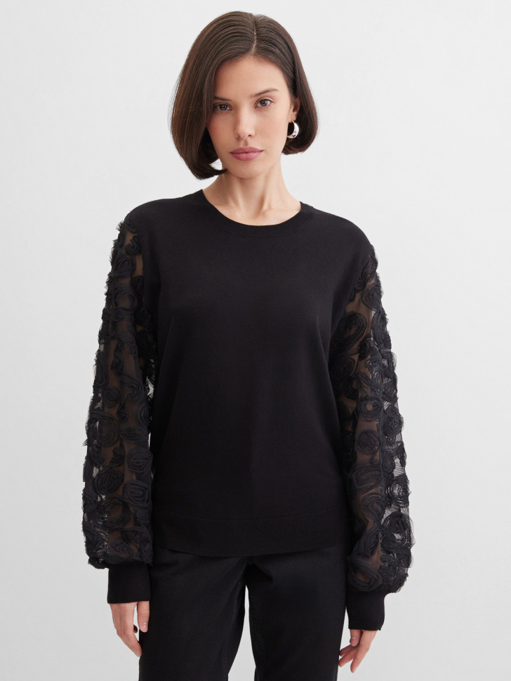 Джемпер с прозрачными рукавами