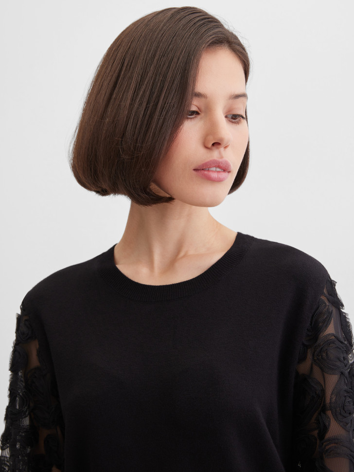 Джемпер с прозрачными рукавами