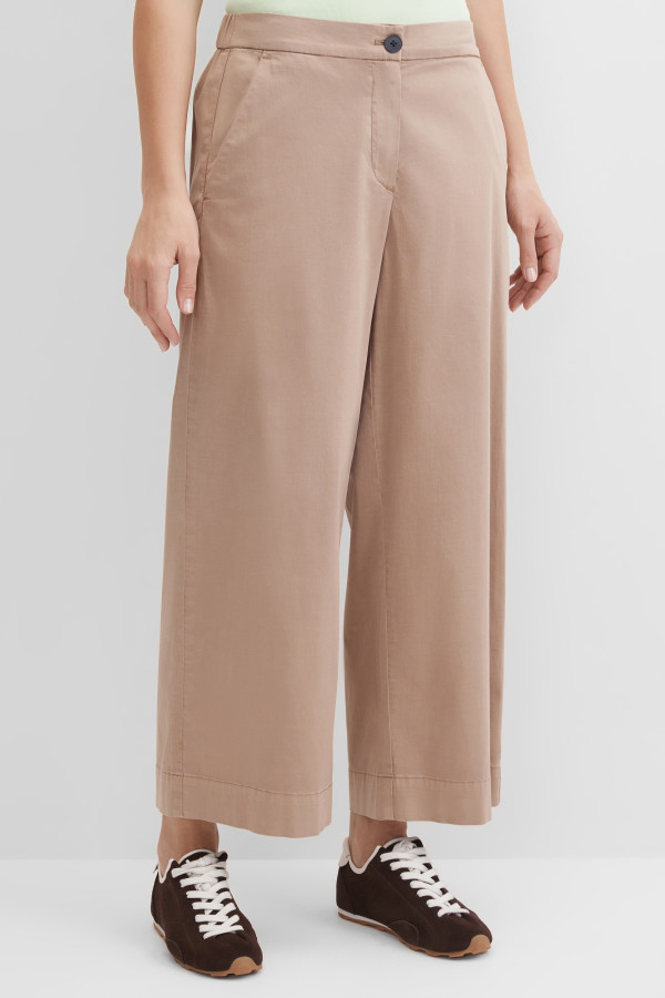 Брюки капри широкие укороченные хлопок