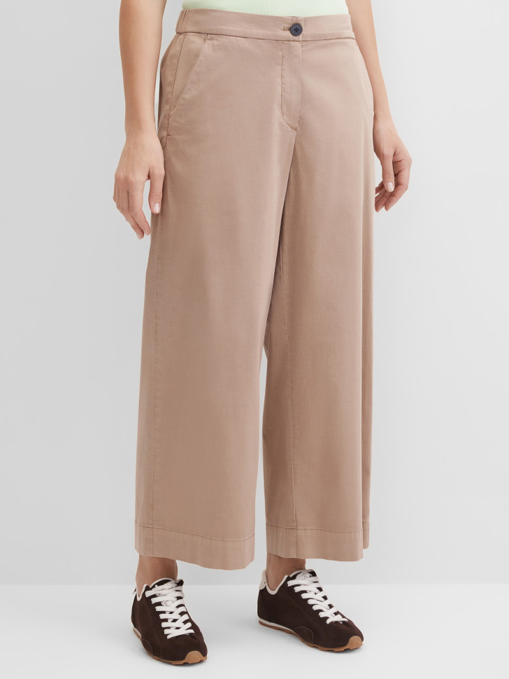 Брюки капри широкие укороченные хлопок