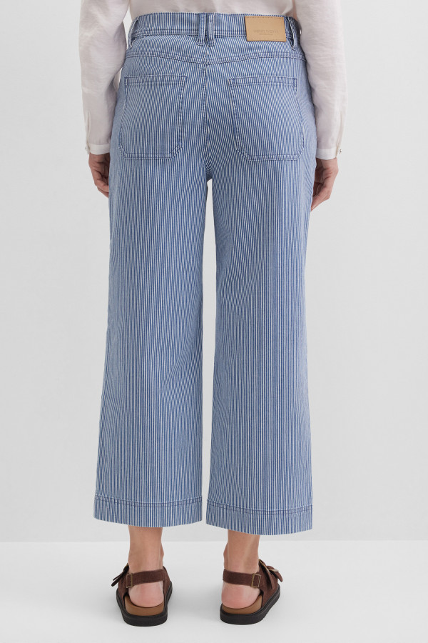 Джинсы широкие укороченные в полоску