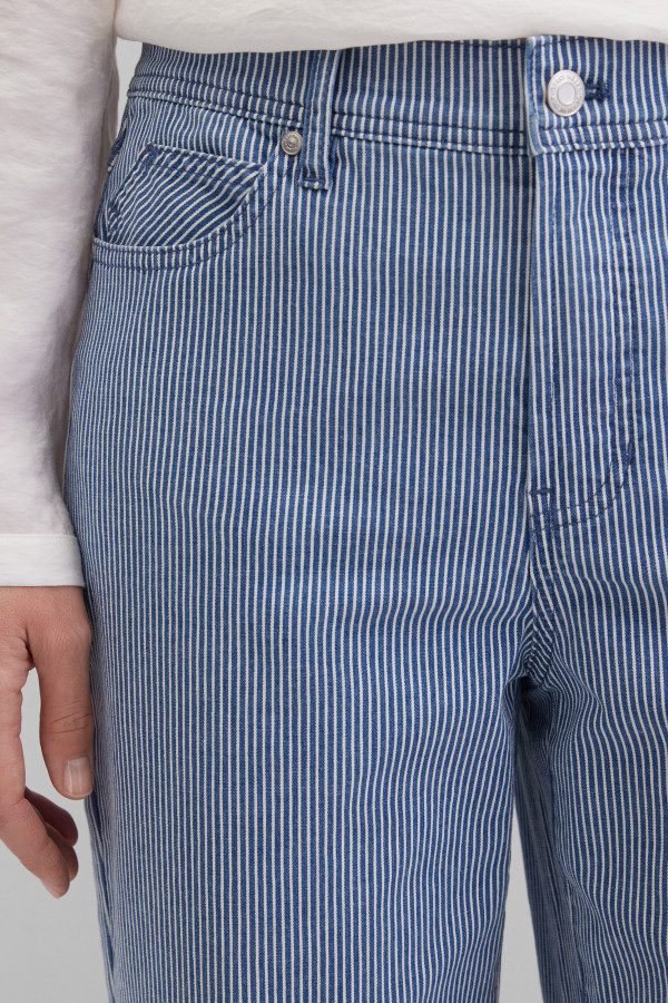 Джинсы широкие укороченные в полоску