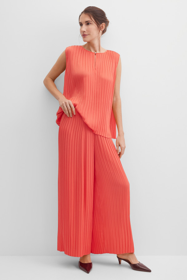 Брюки широкие укороченные плиссе