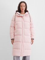 Пальто длинное стеганое с капюшоном