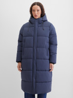 Пальто длинное стеганое с капюшоном