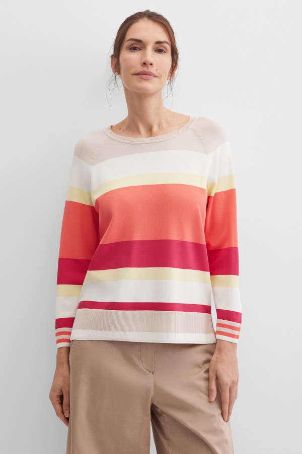 Джмепер с рукавом реглан 3/4 в полоску